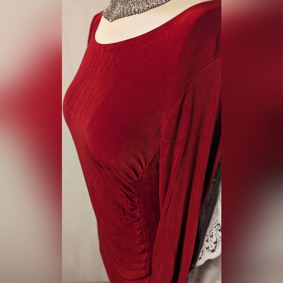 Red stretchy swoop neck long sleeved lightweight Chico's plus dress vintage Y2k - Picture 4 of 4